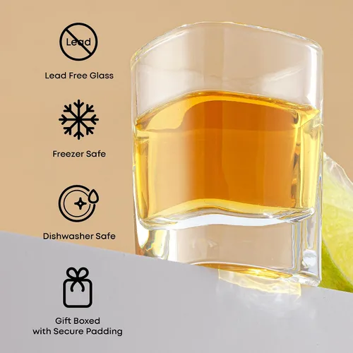 Miniatura 4 de JoyJolt Set de 6 vasos de trago corto de base pesada, vasos de tragos de 2 onzas