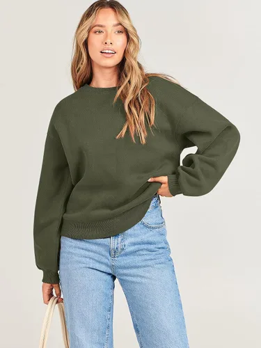Miniatura 8 de ANRABESS Sudadera de manga larga para mujer, casual, cuello redondo, ajuste holgado, sudadera con capucha de forro polar para otoño