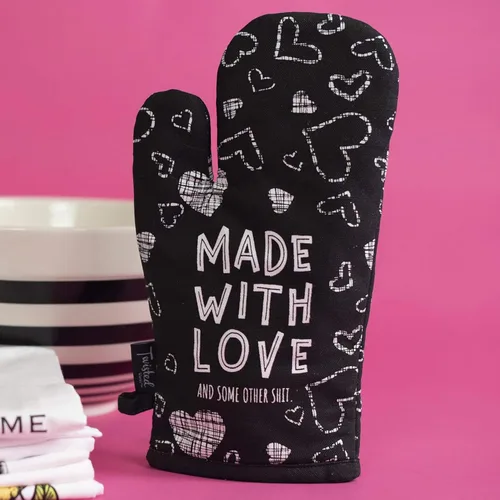 Miniatura 3 de Twisted Wares Divertidos guantes de horno con refranes, hechos con amor, regalos de cocina, soporte para ollas de lona de algodón, regalo