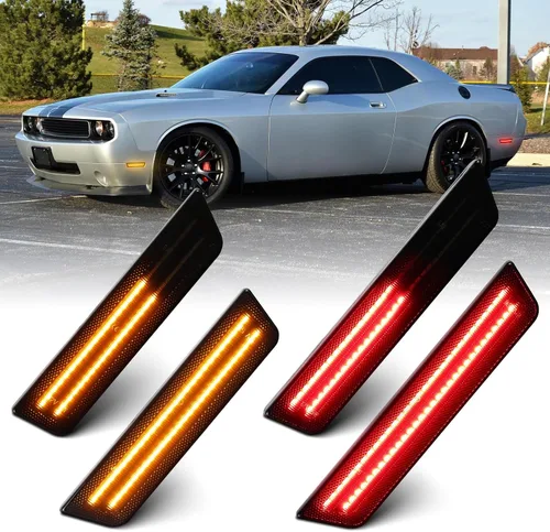 Miniatura 8 de Luces LED blancas de marcador lateral para Dodge Challenger 2008 2009 2010 2011 2012 2013 2014 luces reflectoras de señal de parachoques delantero