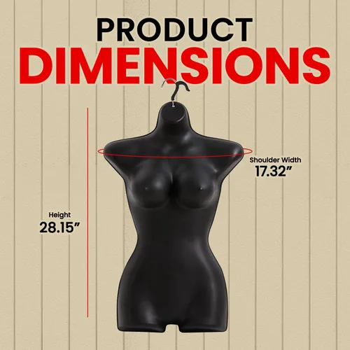 Miniatura 2 de Topmaster Soporte para traje de baño femenino, torso de maniquí femenino duradero, ligero y portátil, soporte para camisa de medio cuerpo con gancho