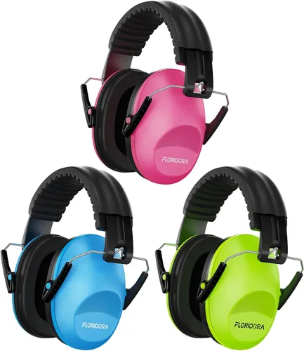 Floriogra Paquete de 3 auriculares con cancelación de ruido para niños, orejeras de protección auditiva para autismo, niños pequeños, niños,
