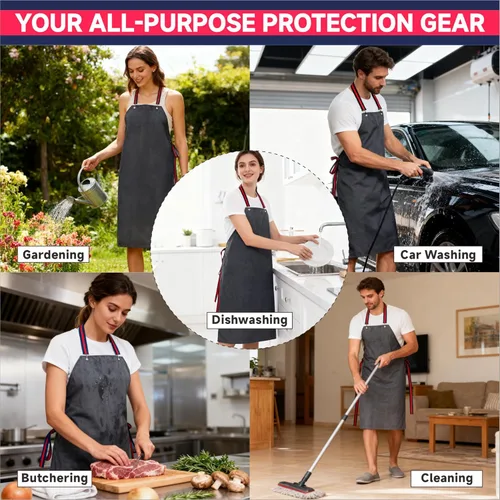Miniatura 6 de GoldPig Delantal de goma grueso, delantal impermeable para lavavajillas, resistente a productos químicos para carnicero, limpieza