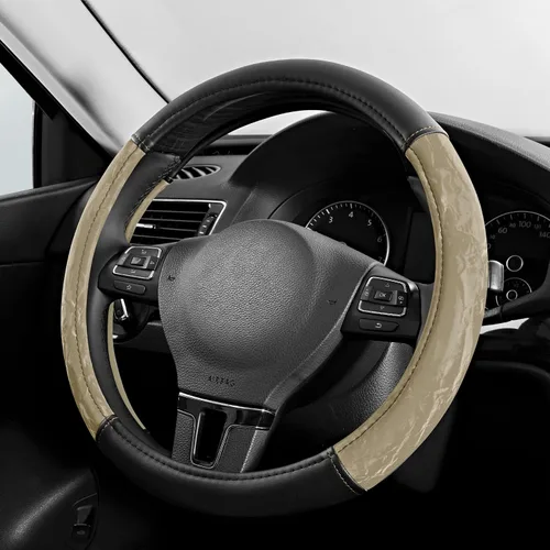 PIC AUTO Funda para volante, protector de volante de automóvil de cuero de grano de seda, agarre cómodo, universal de 14.5 a 15.5 pulgadas,