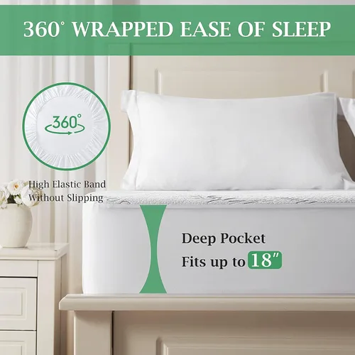 Miniatura 3 de Lysam Protector de colchón King, funda de colchón refrescante impermeable, 76 x 80 pulgadas, funda de cama silenciosa, transpirable, suave, lavable