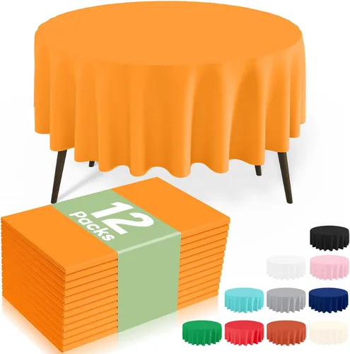 Miniatura 42 de misaya Paquete de 4 manteles desechables de plástico, mantel redondo impermeable de 84 pulgadas, a prueba de fugas y resistentes manteles Azul