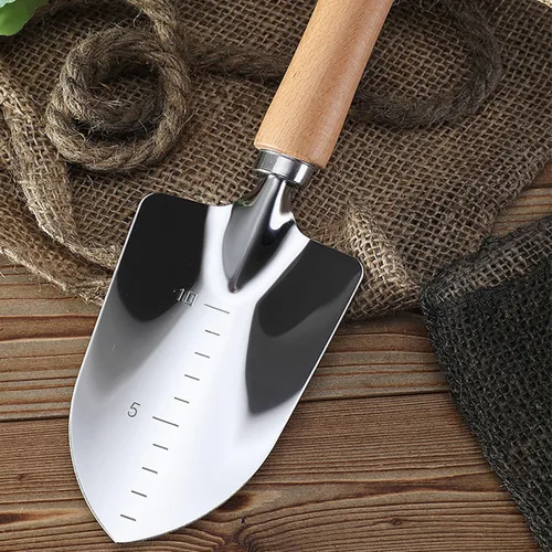 Miniatura 4 de Pala de jardín para excavación, pala de mango de madera de acero inoxidable antideslizante para plantar césped