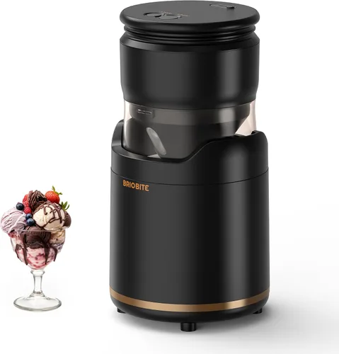 Miniatura 8 de BRIOBITE Máquina de helados, máquina de helado suave recargable con bajo ruido, compacta para 1-2 porciones, perfecta para sorbete, gelato, yogur