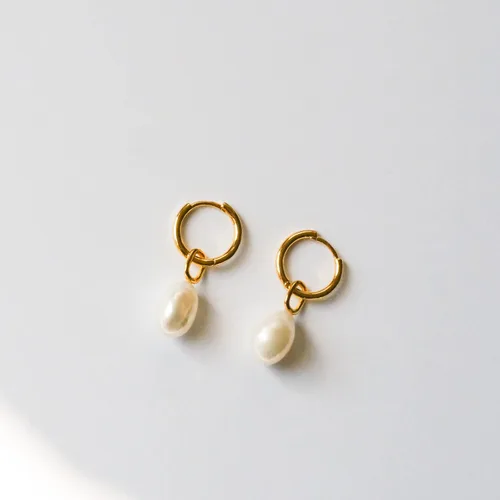 Miniatura 6 de Collar de palanca de oro de perlas de agua dulce blanca de 18 pulgadas Cadena de clip de papel con dije de perla barroca