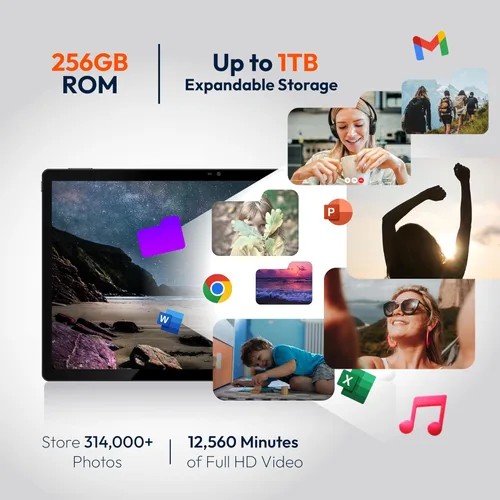 Miniatura 12 de MESWAO Tablet grande Android 14 de 15.6 pulgadas 2025, pantalla FHD IPS, Helio G99 Octa-Core, 8 GB de RAM 256 GB ROM expandible 1 TB, altavoces