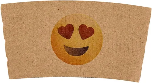 Restaurantware Restpresso 5.1 x 2.8 pulgadas Fundas para tazas de café 50 fundas corrugadas para tazas calientes – Corazón ojo Emoji resistente al