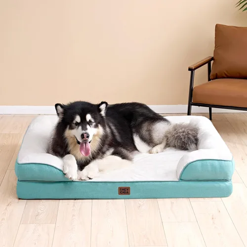 Miniatura 250 de EHEYCIGA – Cama ortopédica impermeable para perros pequeños, de espuma viscoelástica tipo caja de huevos, con bordes elevados y base antideslizante