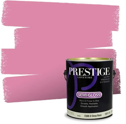 Miniatura 258 de Prestige Paints E100-T-SW6591 Pintura exterior e imprimación en uno, 1 galón, plano, combinación comparable de Sherwin Williams Amaryllis, 1 galón