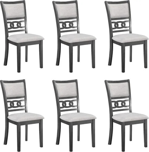 Miniatura 19 de New Classic Furniture Gia - Silla de comedor (juego de cuatro), asiento y respaldo tapizados en tela gris claro, color gris