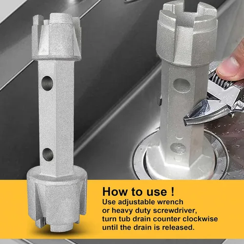 Miniatura 5 de Llave desagüe de bañera Hanpex - De doble extremo para desagües de baño y ducha, espárragos de inodoro - Aluminio resistente