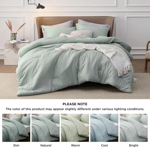 Miniatura 111 de Bedsure Juego de edredón Twin/Twin XL, ropa de cama suave beige para todas las estaciones, juego de cama teñido catiónico, 2 piezas, 1 edredón
