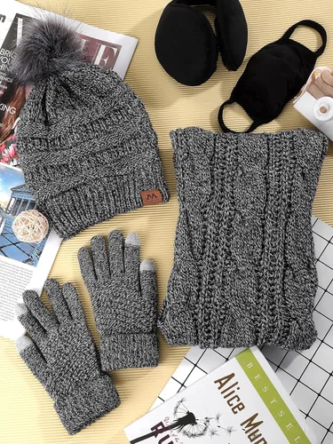 Miniatura 5 de Motarto Conjunto cálido de invierno, gorro de punto, bufanda y guantes calentadores de oídos, para hombres y mujeres, cubierta cálida para clima frío