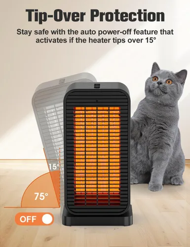 Miniatura 7 de BALKO Calentador de espacio, calentadores eléctricos portátiles para uso en interiores con termostato, modo de ventilador, control remoto