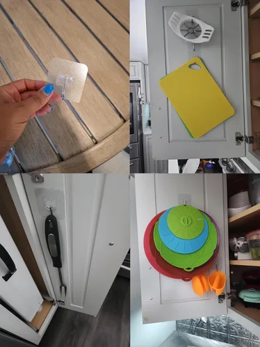 Miniatura 6 de Elegana Ganchos autoadhesivos resistentes, paquete de 24 unidades, 33 libras máximo, ganchos de pared de acero inoxidable 304 transparentes, ganchos