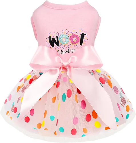 Miniatura 10 de Feliz cumpleaños linda falda rosa para perras pequeñas, vestido de primavera/verano