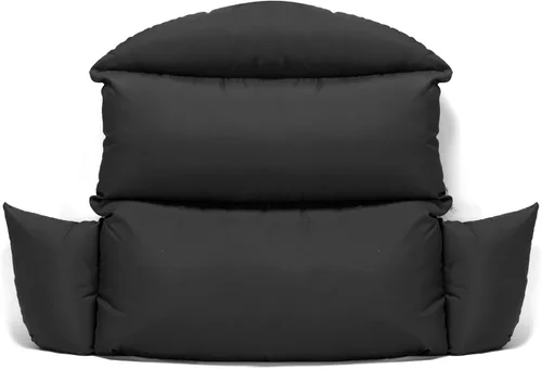 Miniatura 2 de LeisureMod Cojín colgante para silla de columpio para 2 personas, color negro, algodón suave y transpirable, funda extraíble con cremallera