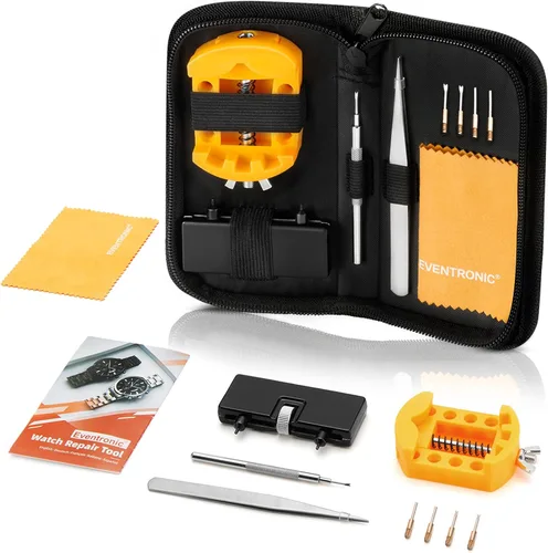 Miniatura 7 de Kit de herramientas de repuesto de batería de reloj, kit de reparación de Eventronic Watch con kit de herramientas de correa de reloj, herramienta