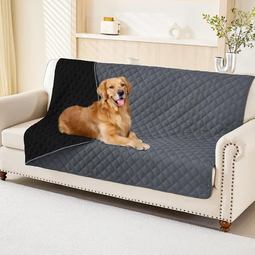 Miniatura 178 de Smiry Funda impermeable para cama de mascota, suave y lavable, para muebles, cama, sofá, reversible, a cuadros (30 x 53 pulgadas, color beige/beige)