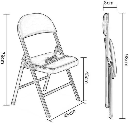 Miniatura 7 de Folding Chairs Silla de escritorio acolchada de poliuretano para muebles, silla de camping, silla de descanso plegable con marco de metal