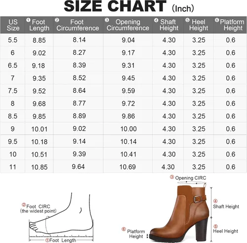 Miniatura 6 de mysoft Botines de mujer con tacón grueso apilado y cremallera