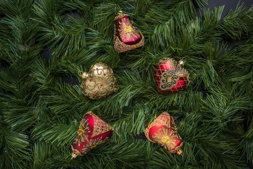 Miniatura 5 de Adorno de campana de Navidad de vidrio soplado de 4 pulgadas (estrella de fuego)