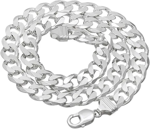 Miniatura 3 de Collar de cadena de plata de ley 925 maciza de 0.413in para hombre
