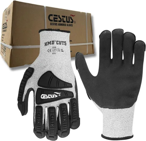 Miniatura 7 de Cestus 3008, guantes de impacto resistentes a cortes ANSI A4 (1, 3, 12, 48 pares) con revestimiento de nitrilo, guantes de trabajo resistentes
