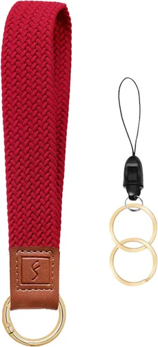 Miniatura 9 de Fishent Llavero elástico, bonito llavero de pulsera, cordón de muñeca tejido mejorado para llaves, llaveros para mujeres y hombres, llaves