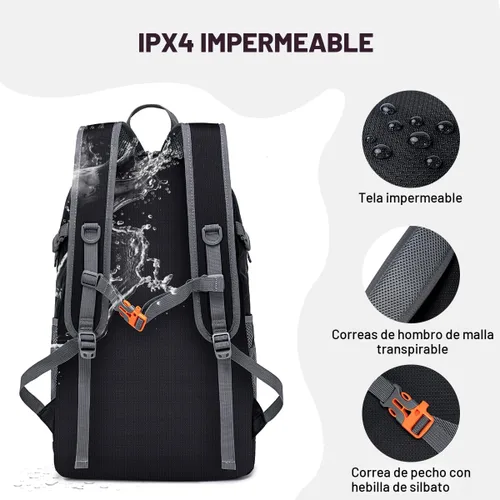 Miniatura 4 de MIYCOO Mochila - Mochila plegable ultraligera para viajes, campamento, senderismo, mochila plegable impermeable para hombres y mujeres, color negro