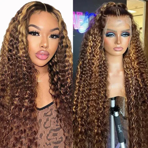 Miniatura 15 de CHEETAHBEAUTY Pelucas de cabello humano brasileño ondulado profundo #4 marrón chocolate 13X6 HD de encaje frontal transparente grado 10A rizado