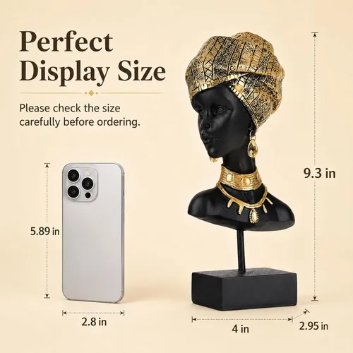 Miniatura 2 de Estatua africana y esculturas para decoración del hogar, figuras tribales de dama africana, estatuas de cabeza, estatua de busto americano, acento