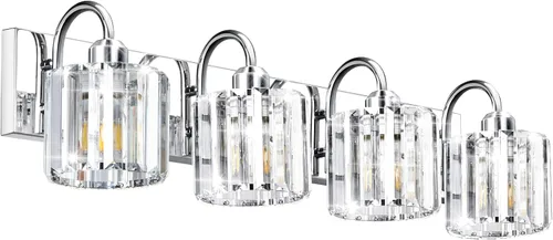 Miniatura 12 de Luz de tocador de baño dorada - Accesorio de luz de baño de cristal sobre espejo