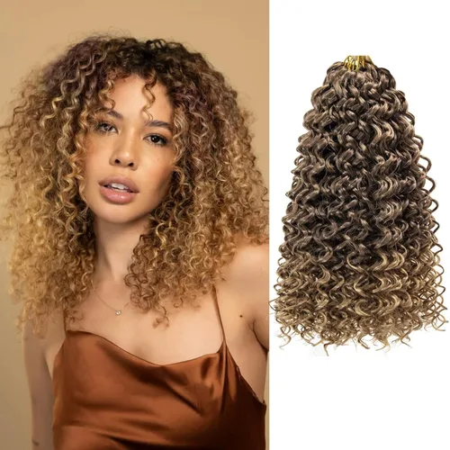 Miniatura 69 de 8 Paquetes de Cabello Rizado con Ganchillo GoGo, Cabello Rizado con Ganchillo para Mujeres Negras, Trenzado de Onda Profunda, Cabello Sintético