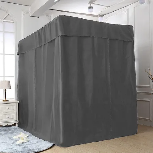 Miniatura 15 de Obokidly Elegante cortina opaca de estrella negra con borde de bola blanca de 4 postes en las esquinas, decoración de dormitorio para adultos