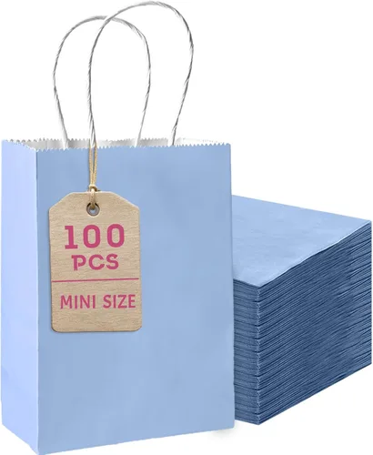 Miniatura 11 de Bakepacker 100 Piezas Bolsas de Regalo de Papel Mini Amarillo Brillante con Asas 6"x4.5"x2.5" Bolsas de Favor de Fiesta Múltiples Usos (Tamaño Mini)