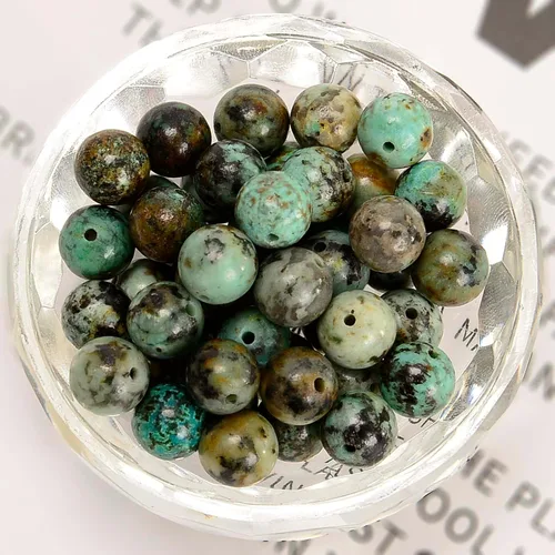 Miniatura 2 de NCB - 200 cuentas sueltas de turquesa africana de 0.15 pulgadas (4 mm) para joyería, cuentas semipreciosas naturales redondas y suaves con espaciador