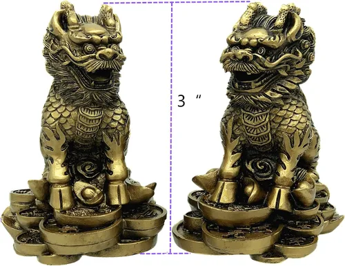 Miniatura 3 de Betterdecor Feng Shui Guardián Imperial Chino Chi Lin/Kylin/Qi Lin Estatua Decoración B3