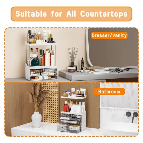 Miniatura 4 de Yieach Organizador de maquillaje acrílico, organizador grande para el cuidado de la piel para tocador, organizador de plástico para encimera de baño
