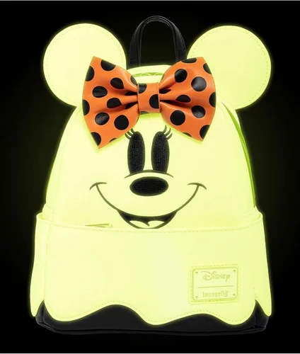 Miniatura 5 de Loungefly Disney Ghost Minnie Mouse que brilla en la oscuridad Cosplay, bolsa de hombro con doble correa para mujer, Multi, Moderno