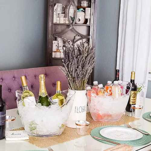 Miniatura 4 de Cubo de hielo para fiestas, botellas de vino o champán de acrílico transparente para bebidas (1, 8 litros)