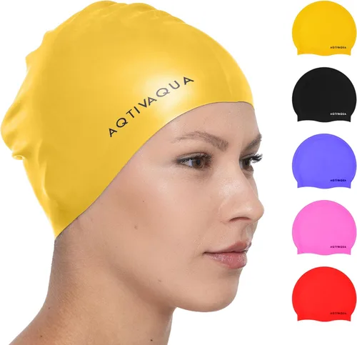 Miniatura 7 de AqtivAqua Gorro de natación de silicona impermeable/ Cómodo gorro de natación para mujeres, hombres, adultos y niños