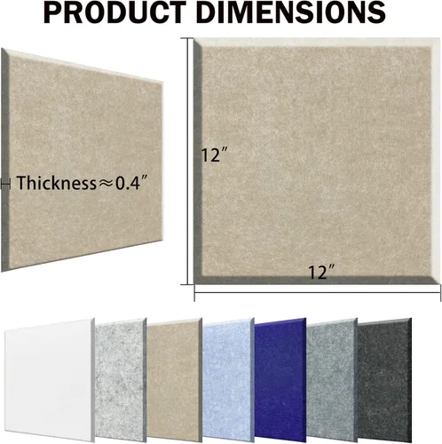 Miniatura 2 de SHJADE Paneles Acústicos Cuadrados Autoadhesivos, Paquete de 12 de 12" X 12" X 0.4" Paneles Absorbentes de Sonido, Azulejos de Cuña Insonorizante