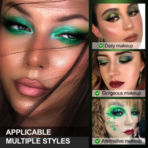 Miniatura 4 de DE'LANCI Paleta de sombras de ojos verde oliva, multicolor, ultra pigmentada, cromada, marrón, verde, sombra de ojos para maquillaje de ojos verdes