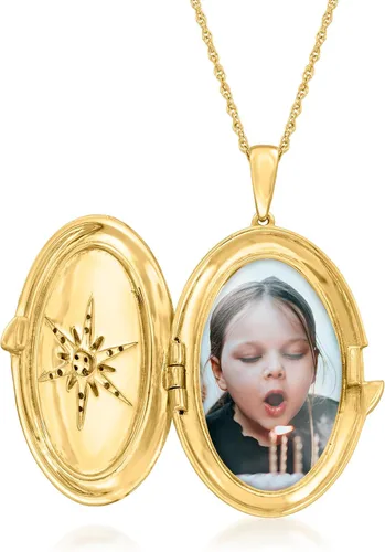 Miniatura 2 de Ross-Simons Collar con medallón de estrella del norte de diamantes de 0.10 qt t en oro de 18 quilates sobre plata esterlina