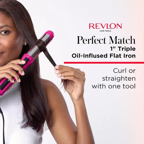 Miniatura 2 de REVLON Perfect Match Plancha Plana - Alisadora de Cabello y Rizador 2 en 1, Con Triple Infusión de Aceite que Ayuda a Reducir el Daño por Calor